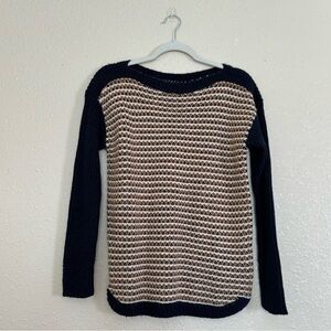 Talbots Tan Navy Blue Wool Pullover Sweater